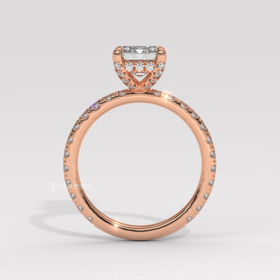 Emerald traditional diamond engagement ring, Emerald princess cut diamond engagement ring, Emerald cushion cut diamond engagement ring