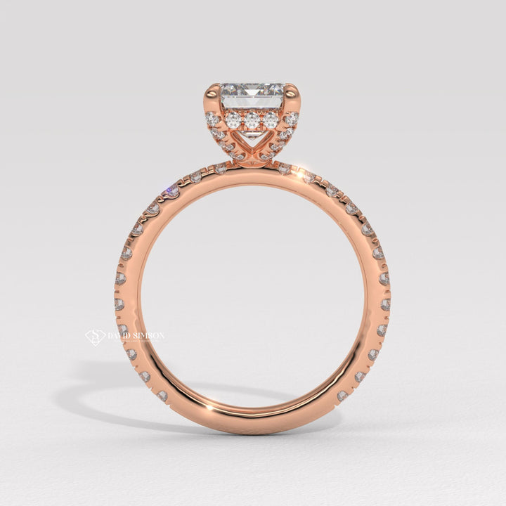 Emerald traditional diamond engagement ring, Emerald princess cut diamond engagement ring, Emerald cushion cut diamond engagement ring