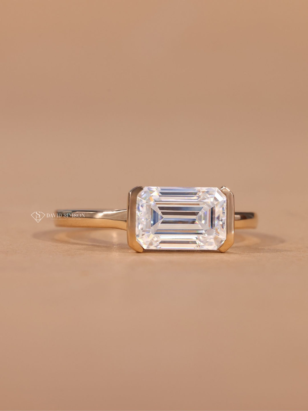 1.50CT-2.50CT East West Emerald Cut Moissanite Diamond Engagement Ring