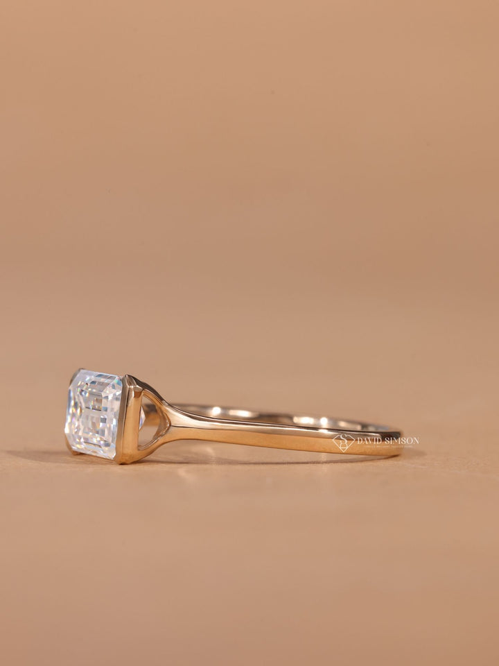 1.50CT-2.50CT East West Emerald Cut Moissanite Diamond Engagement Ring