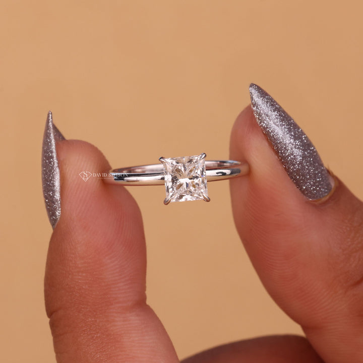 Princess Cut Moissanite, Princess Cut Solitaire, Moissanite Engagement Ring, Square Cut Diamond Ring,