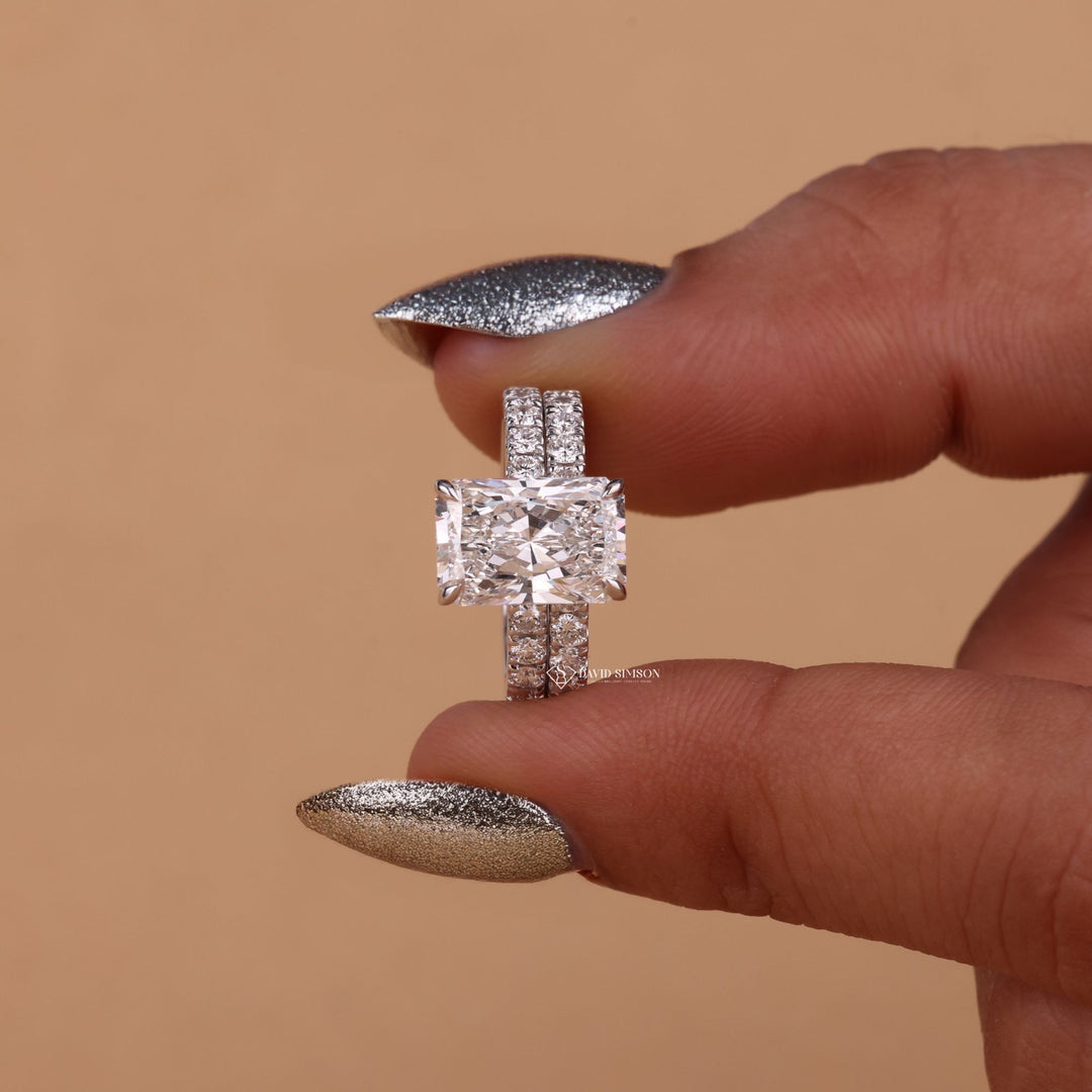 Hidden Halo Moissanite
Eternity Ring Set
Large Radiant Moissanite
