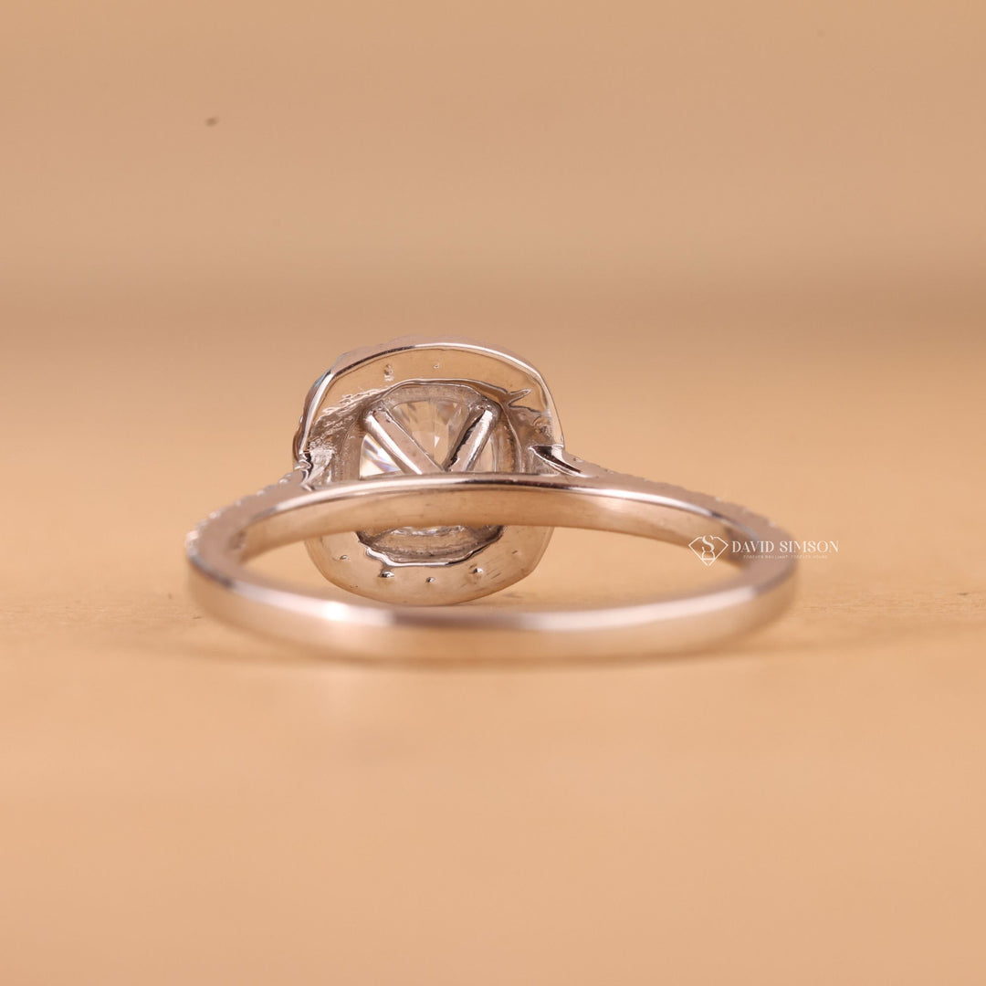 Ethical Bridal Jewelry, Handmade Halo Ring, Dainty Halo Moissanite, Classic Halo Ring, Hidden Halo Engagement Ring, Round Shape Moissanite, Anniversary Gift for Her, Proposal Ring for Women, 
