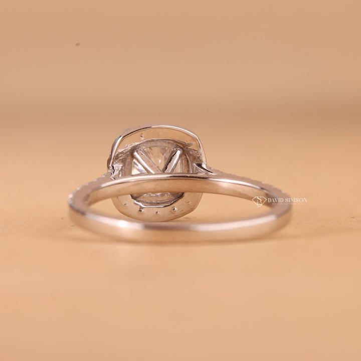 Ethical Bridal Jewelry, Handmade Halo Ring, Dainty Halo Moissanite, Classic Halo Ring, Hidden Halo Engagement Ring, Round Shape Moissanite, Anniversary Gift for Her, Proposal Ring for Women, 