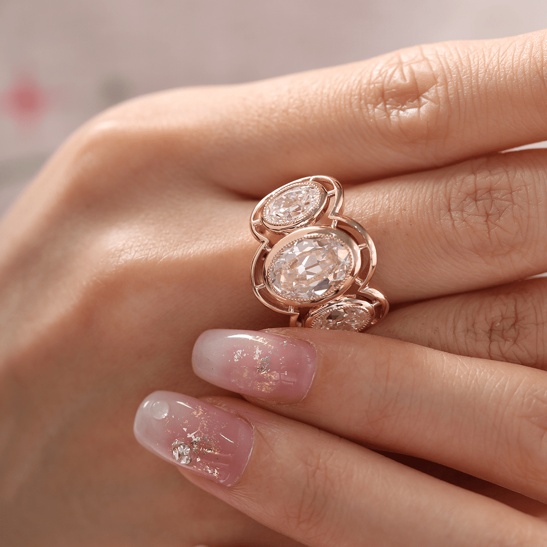 Hand Cut Oval Diamond
Past Present Future Ring
Sustainable Oval Diamond
Ethical Three Stone Ring
Heirloom Style Engagement
2.5ct Old Mine Diamond

