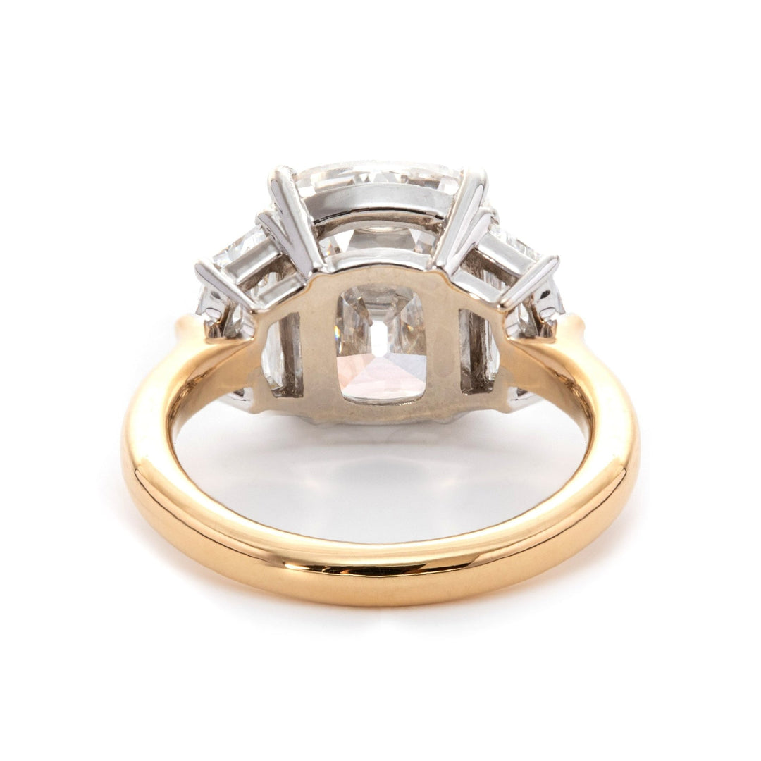 Ethical Three Stone RingGIA Elongated Old Mine Cut18K Gold Antique Trilogy RingPlatinum Old Mine Three Stone