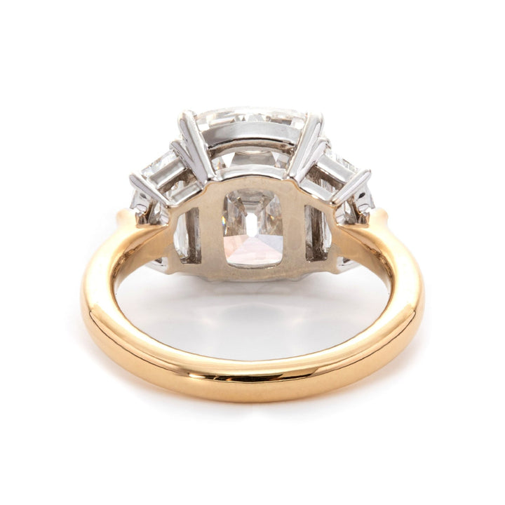 Ethical Three Stone RingGIA Elongated Old Mine Cut18K Gold Antique Trilogy RingPlatinum Old Mine Three Stone