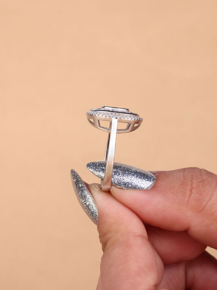 Custom double halo engagement rings, Double halo diamond ring near me, Double halo rings with financing, Double halo moissanite ring, Double halo ring in 14K gold, 