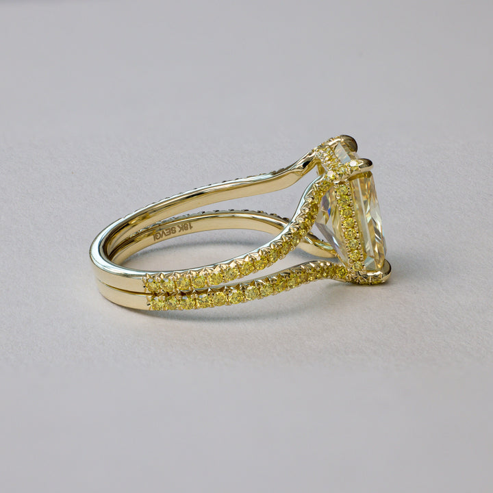 Fancy Color Moissanite, Radiant Cut Diamond, Yellow Sparkle, Modern Engagement, Vintage Style, 