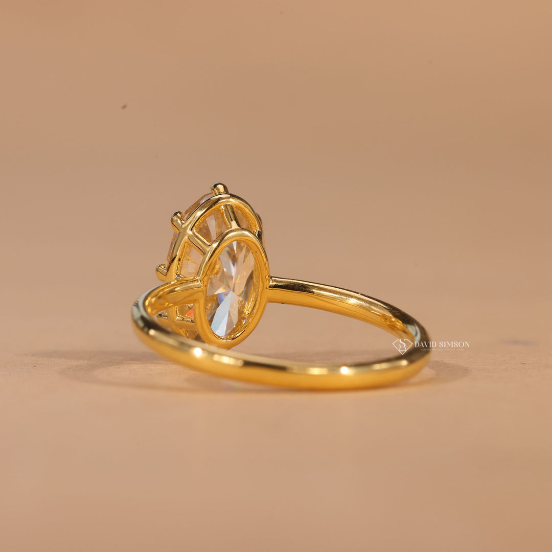 , Promise Ring, Crushed Ice Oval, Fancy Color Moissanite, Radiant Yellow Gem, Handcrafted Ring, Wedding Set, 