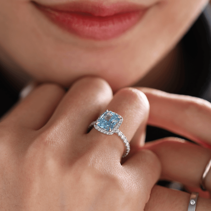 Lab Grown Blue DiamondTeal Blue Diamond Ring2.5CT Blue Diamond RingCelebrity Style Blue RingBlue Diamond Bridal Jewelry