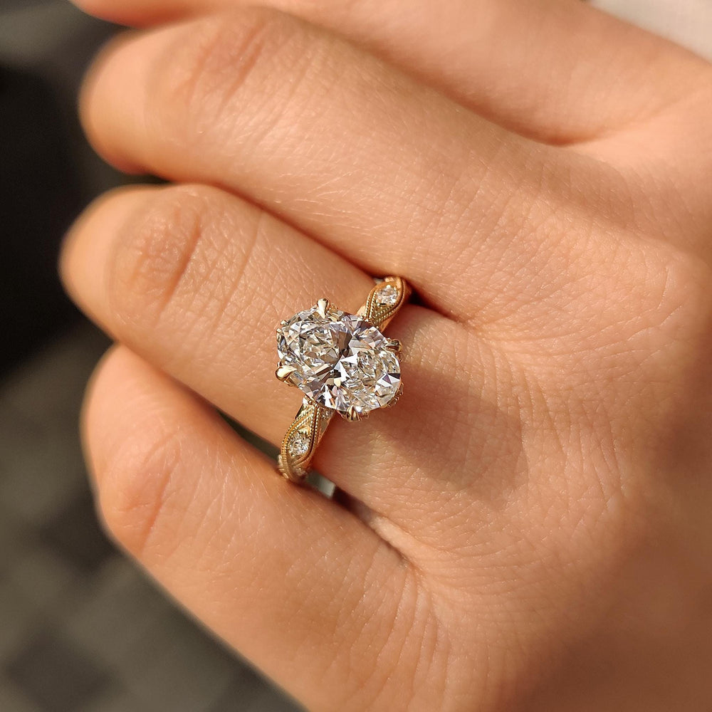 3 Carat Moissanite
Antique Style Ring
Oval Moissanite Ring
Filigree Moissanite Ring
