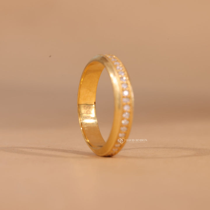 18K White Gold, Antique Wedding Band, Anniversary Ring, Stackable Eternity, D Color Moissanite, VVS1 Moissanite, Bridal Set, Wedding Jewelry, Engagement Band, Conflict Free Ring, Sustainable Luxury,