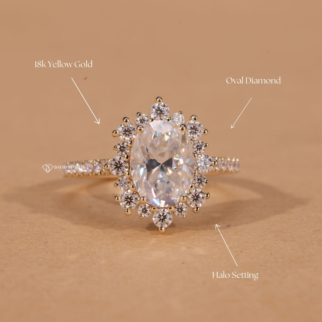 Floral Engagement Ring
Flower Halo Ring
Unique Oval Ring
Oval Halo Moissanite
Botanical Bridal Jewelry