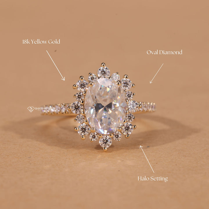 Floral Engagement Ring
Flower Halo Ring
Unique Oval Ring
Oval Halo Moissanite
Botanical Bridal Jewelry