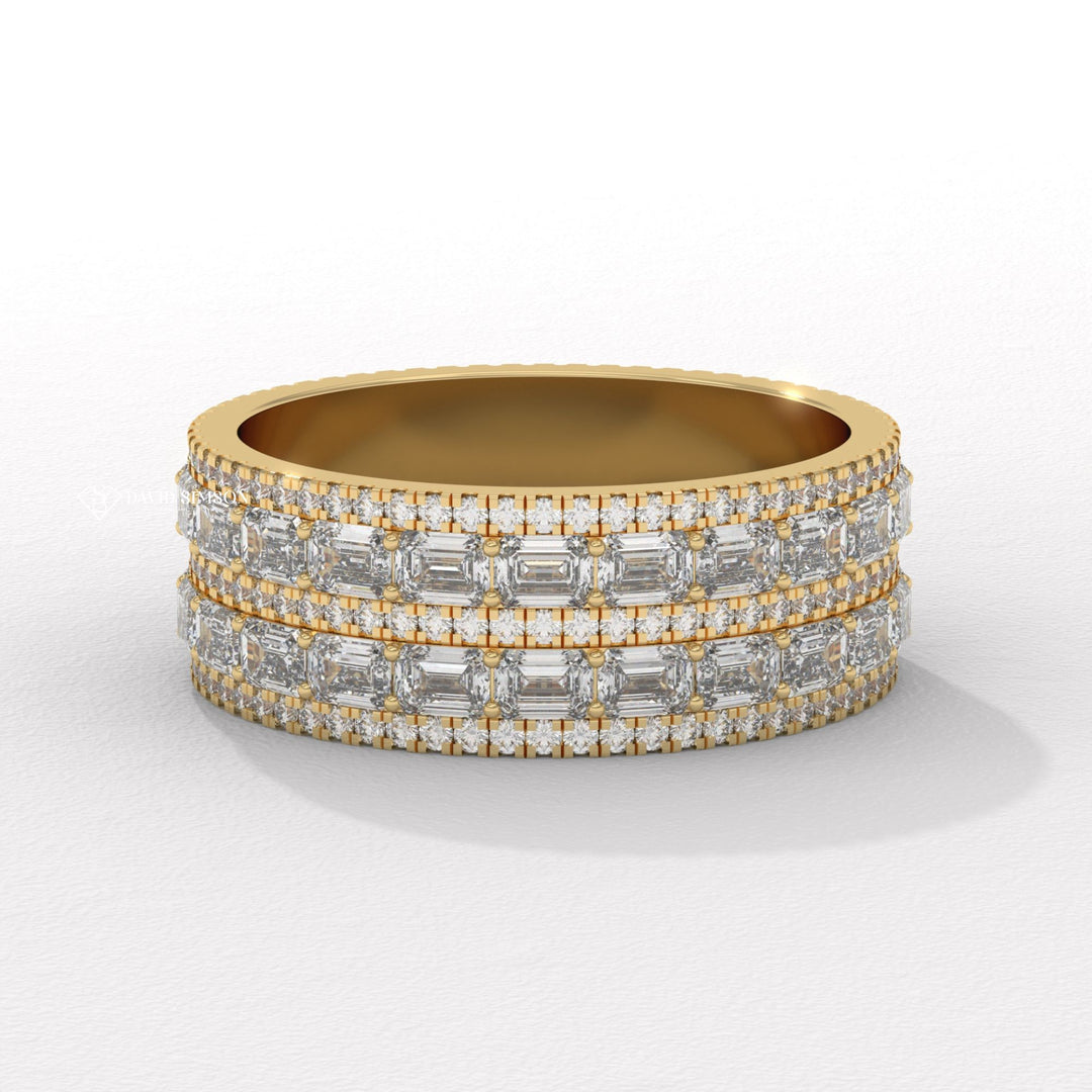 Round Baguette Band
Four Row Wedding Band
Four Row Moissanite Ring
Baguette Moissanite Band