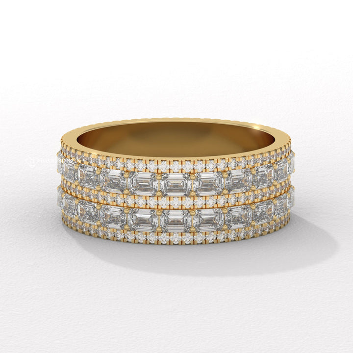 Round Baguette Band
Four Row Wedding Band
Four Row Moissanite Ring
Baguette Moissanite Band