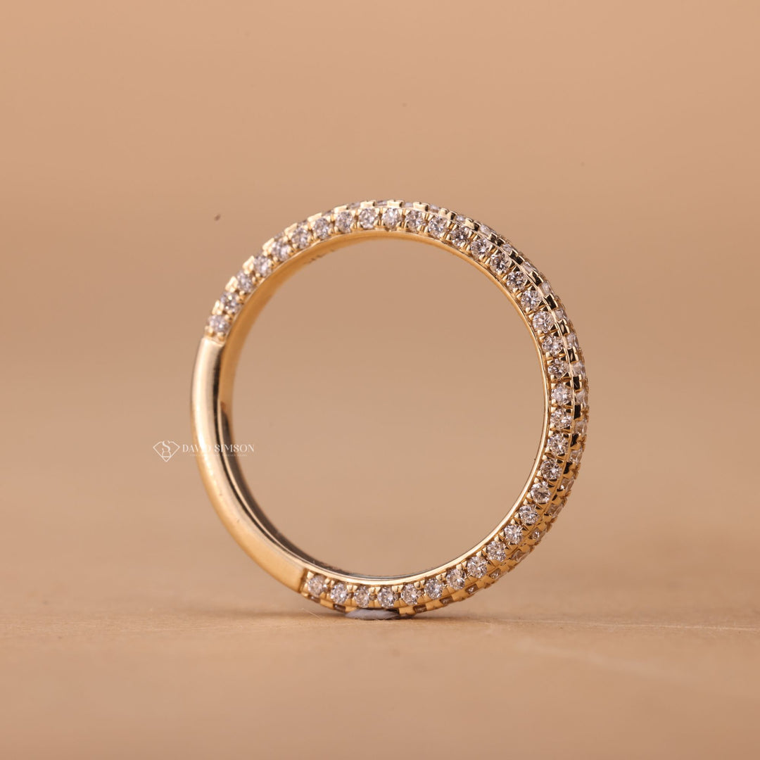 Multi row diamond band
Luxury wedding band
Statement stacking ring