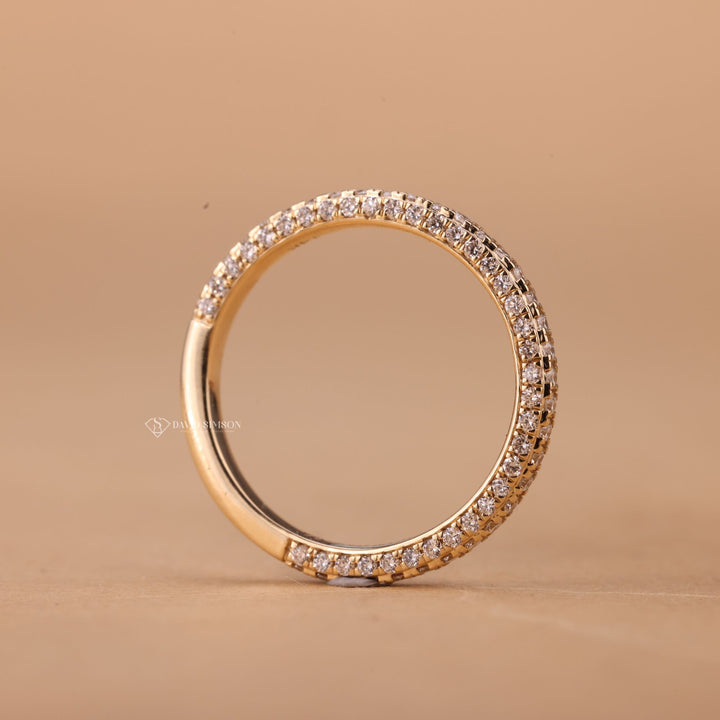 Multi row diamond band
Luxury wedding band
Statement stacking ring