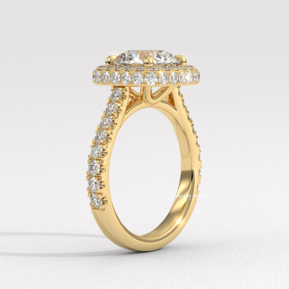 GIA certified double halo rings, Double halo rings under $2000, Buy double halo ring with band, 