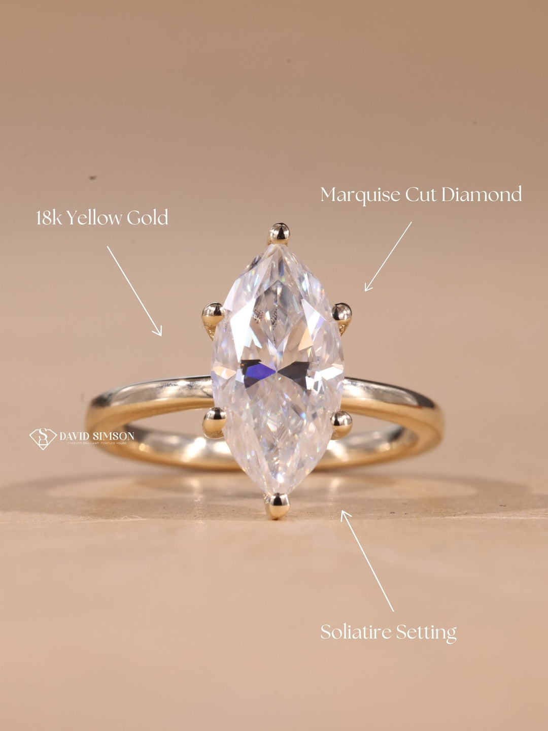 Yellow gold marquise ring
Rose gold hidden halo
GRA certified moissanite
Sustainable engagement ring