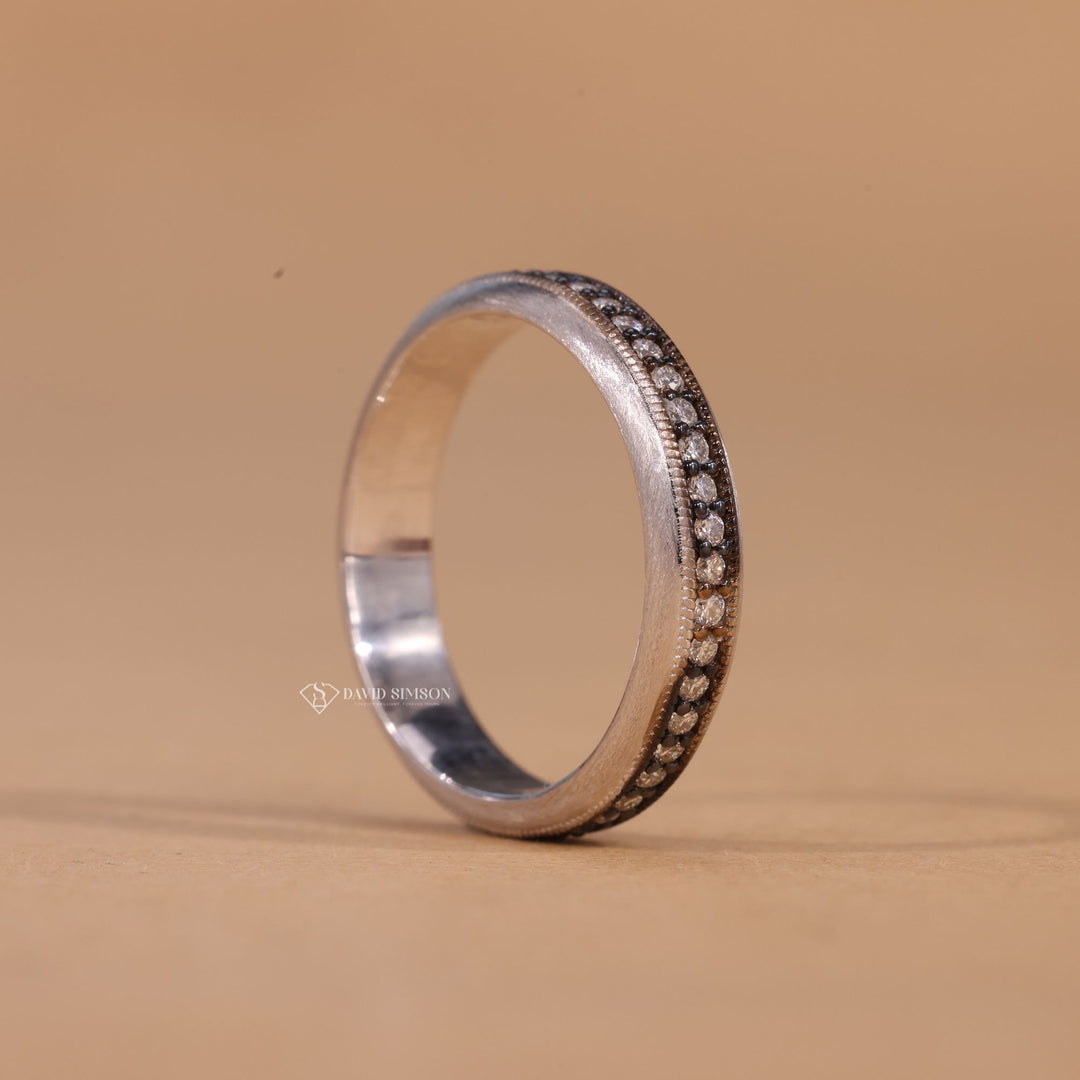 Eternity Ring, Handcrafted Band, Filigree Jewelry, Round Brilliant Cut, Classic Eternity, Unique Wedding Ring, Gift for Her, Statement Band, Minimalist Stack, Timeless Jewelry, Yellow Gold Band,