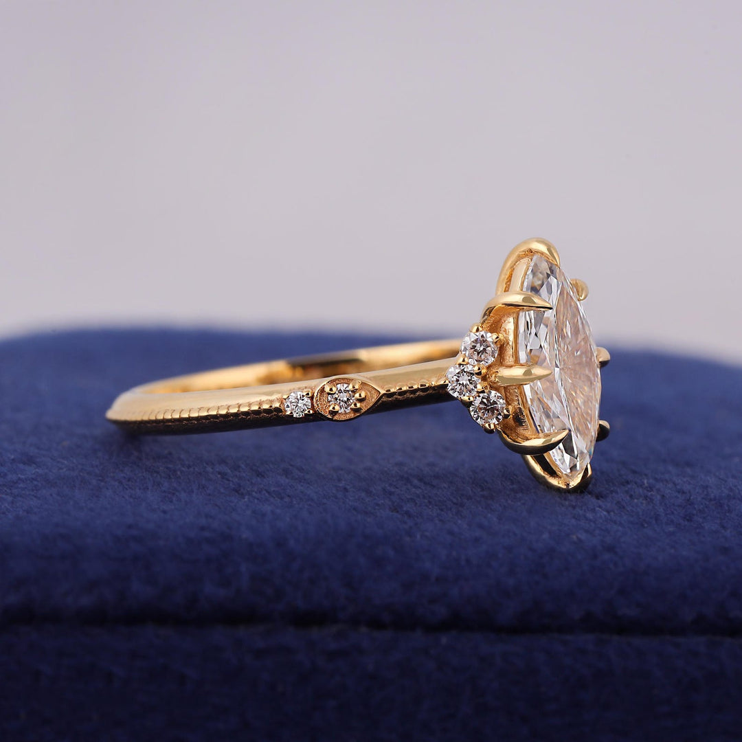 Statement Engagement Ring
Marquise Cut Jewelry
Romantic Proposal Ring
Victorian Inspired Ring
Marquise Halo Setting
High Sparkle Moissanite
