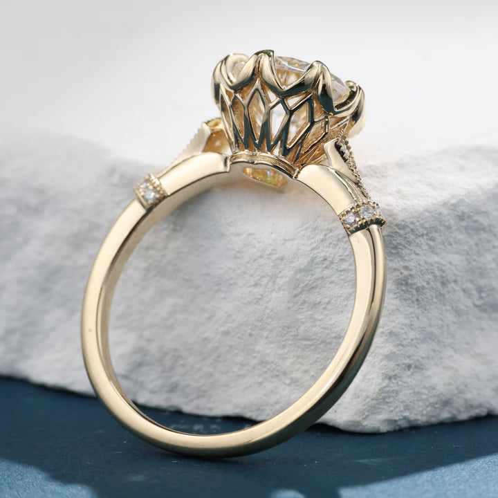 Bridal Jewelry, Wedding Ring, Anniversary Gift, Conflict Free, Handcrafted Jewelry, Gold Moissanite Ring, Platinum