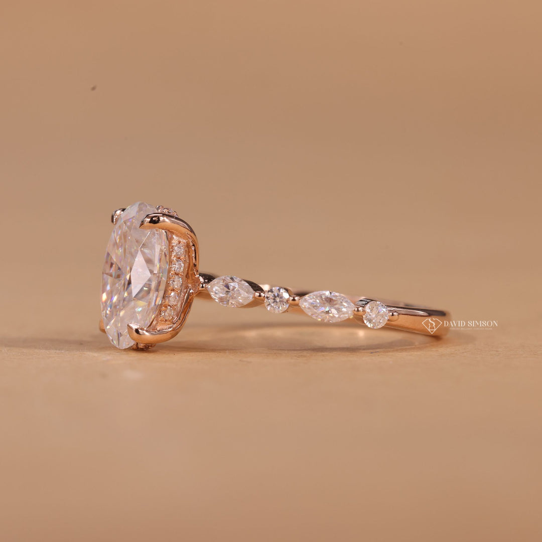 Bridal Jewelry, Wedding Ring, Anniversary Gift, Statement Ring, Conflict Free Ring, Sustainable Luxury, Handcrafted Ring, Yellow Gold Moissanite, Rose Gold Ring, Gift for Fiancée, 