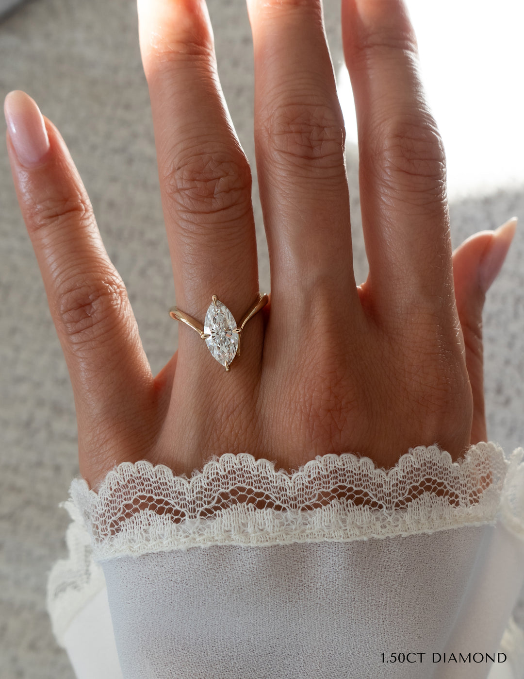 Marquise Cut Moissanite Unique Engagement Ring