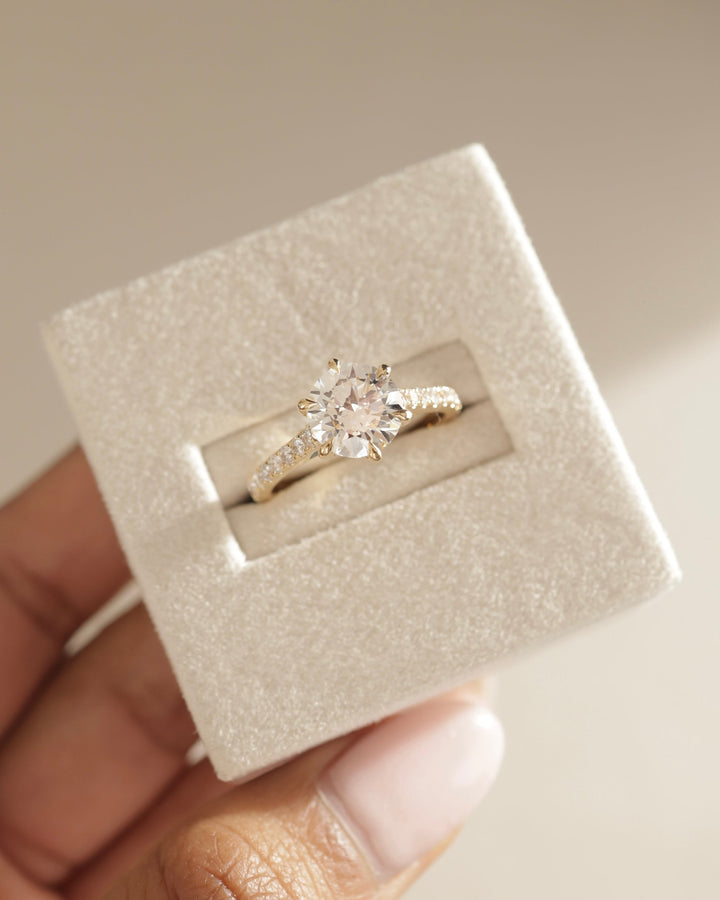 2.01 CT Round Cut Moissanite Pave Setting Engagement Ring