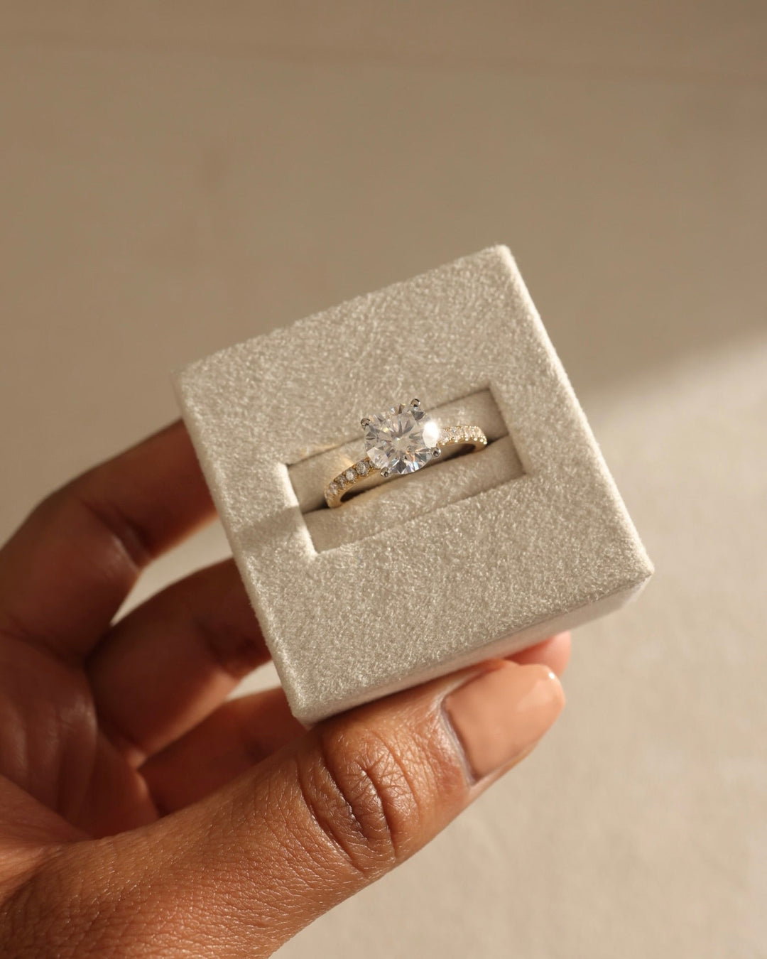 1.80 CT Round Cut Moissanite Hidden Halo &amp; Pave Engagement Ring