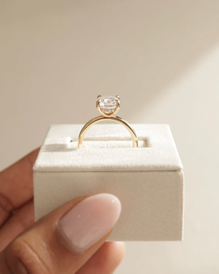 2.50 CT Cushion Cut Moissanite Hidden Halo Engagement Ring