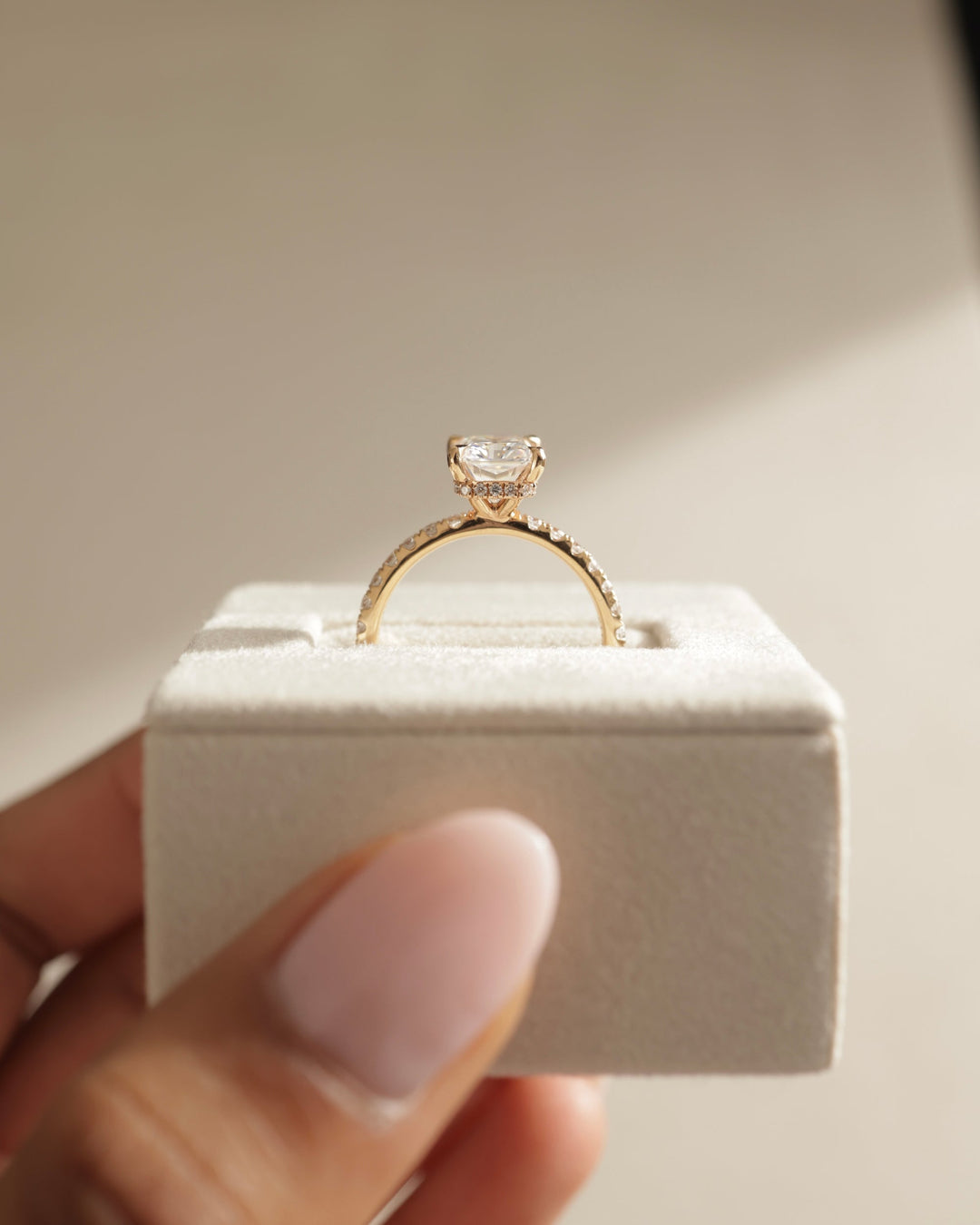 3.0 CT Radiant Cut Moissanite Hidden Halo &amp; Pave Engagement Ring