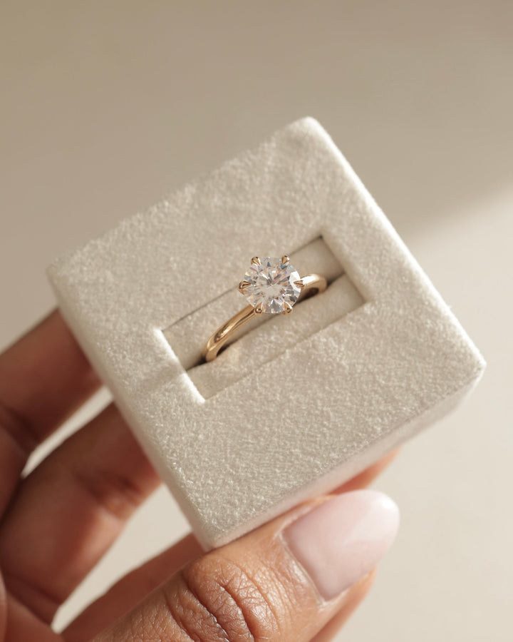 1.45 CT Round Cut Moissanite Hidden Halo Engagement Ring