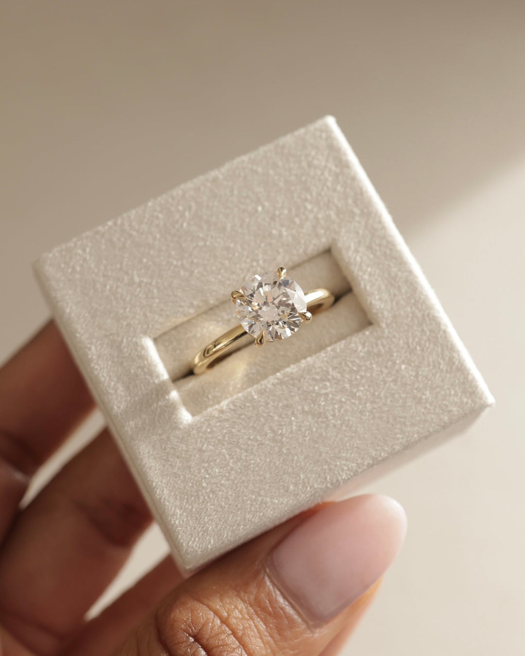 2.35 CT Round Cut Moissanite Hidden Halo Engagement Ring