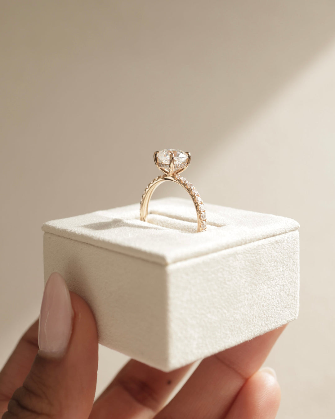 2.0 CT Cushion Cut Moissanite Hidden Halo &amp; Pave Engagement Ring