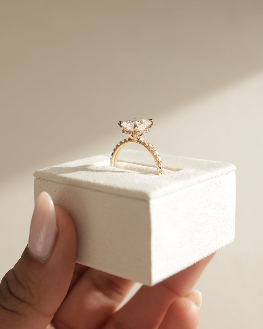 3.0 CT Radiant Cut Moissanite Hidden Halo &amp; Pave Engagement Ring