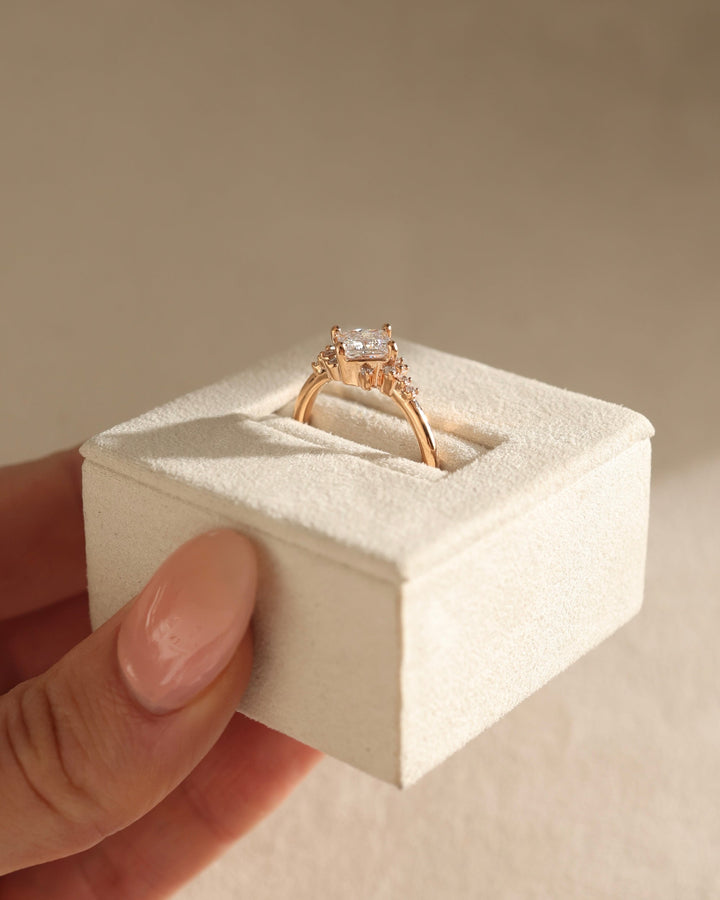 1.06 CT Princess Cut Moissanite Cluster Engagement Ring