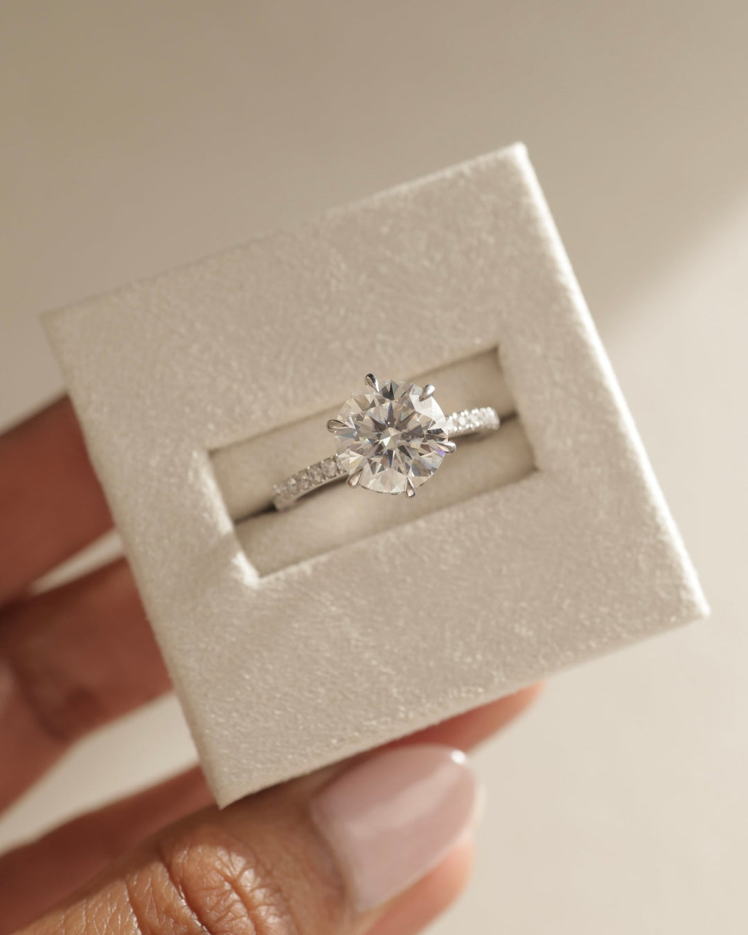 2.50 CT Round Cut Moissanite Hidden Halo &amp; Pave Engagement Ring