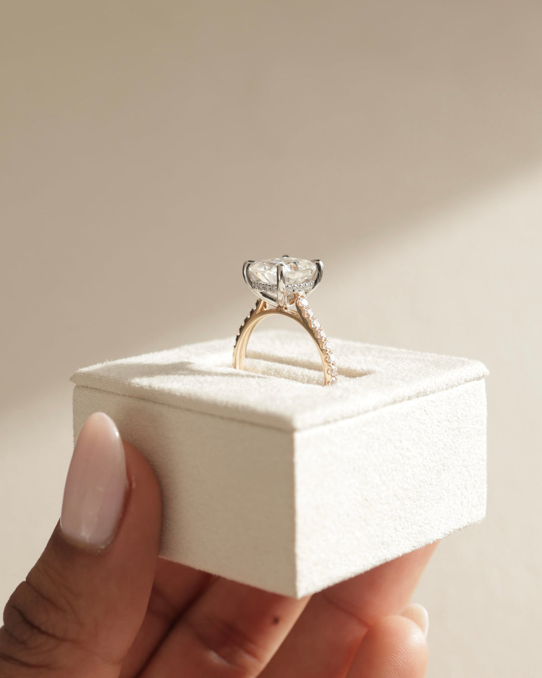 5.0 CT Elongated Cushion Cut Moissanite Hidden Halo &amp; Pave Engagement Ring