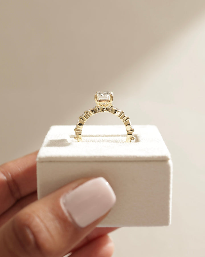 2.50 CT Emerald Cut Moissanite Pave Setting Engagement Ring