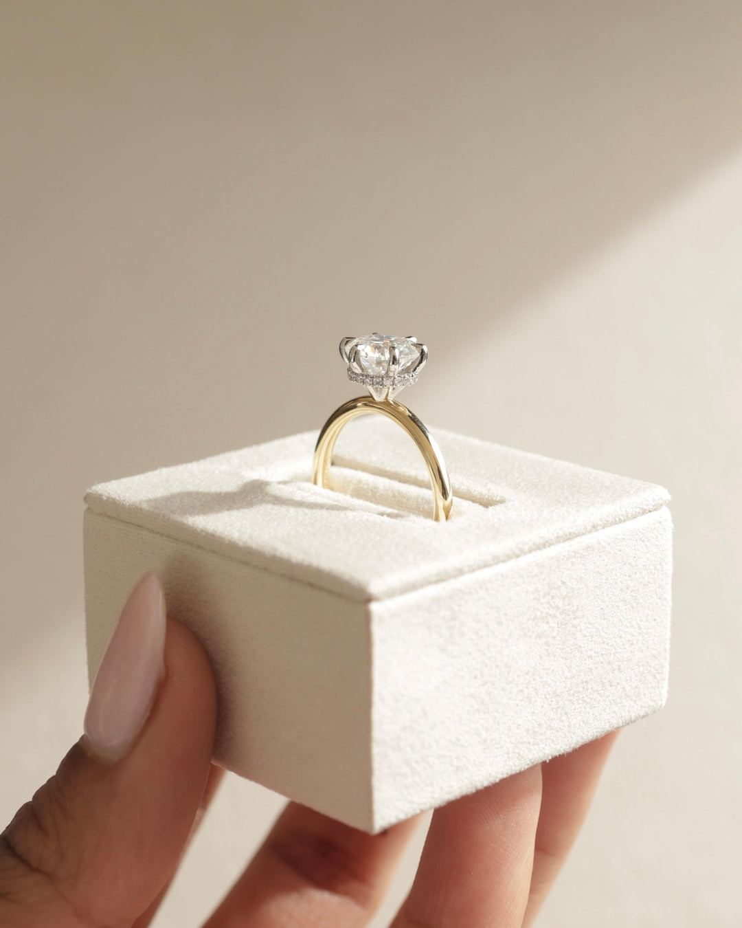 1.80 CT Round Cut Moissanite Hidden Halo Engagement Ring
