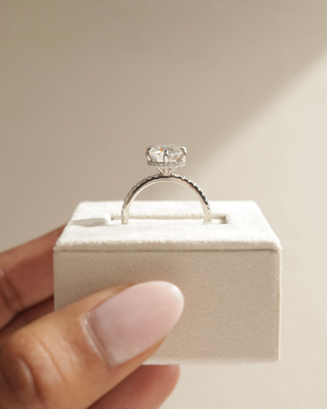 2.50 CT Round Cut Moissanite Hidden Halo &amp; Pave Engagement Ring