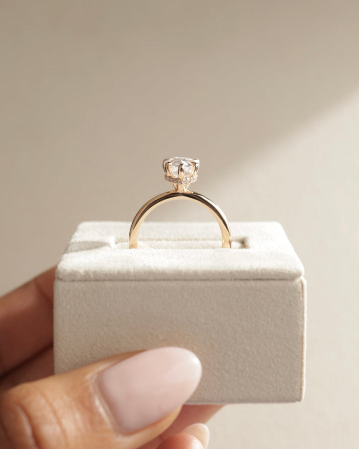 2.0 CT Pear Cut Moissanite Hidden Halo Engagement Ring