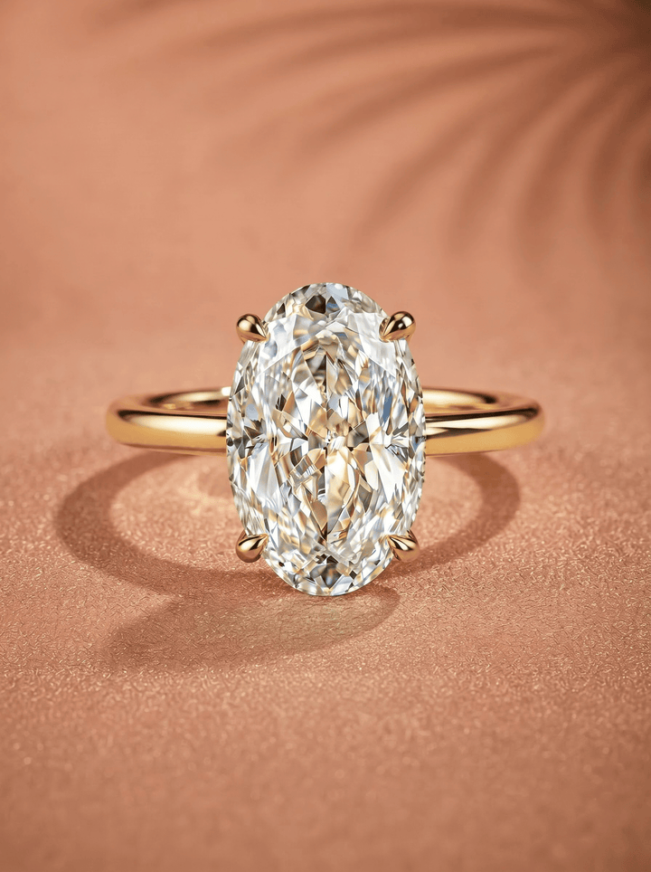Hailey Bieber Engagement Ring – Oval Hidden Halo Diamond