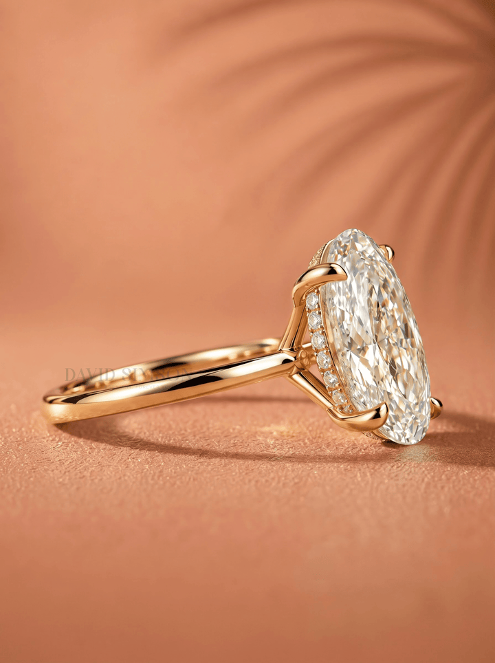 Hailey Bieber Engagement Ring – Oval Hidden Halo Diamond