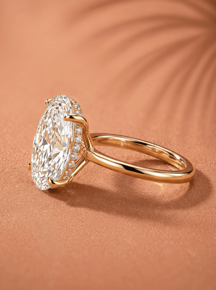 Hailey Bieber Engagement Ring – Oval Hidden Halo Diamond