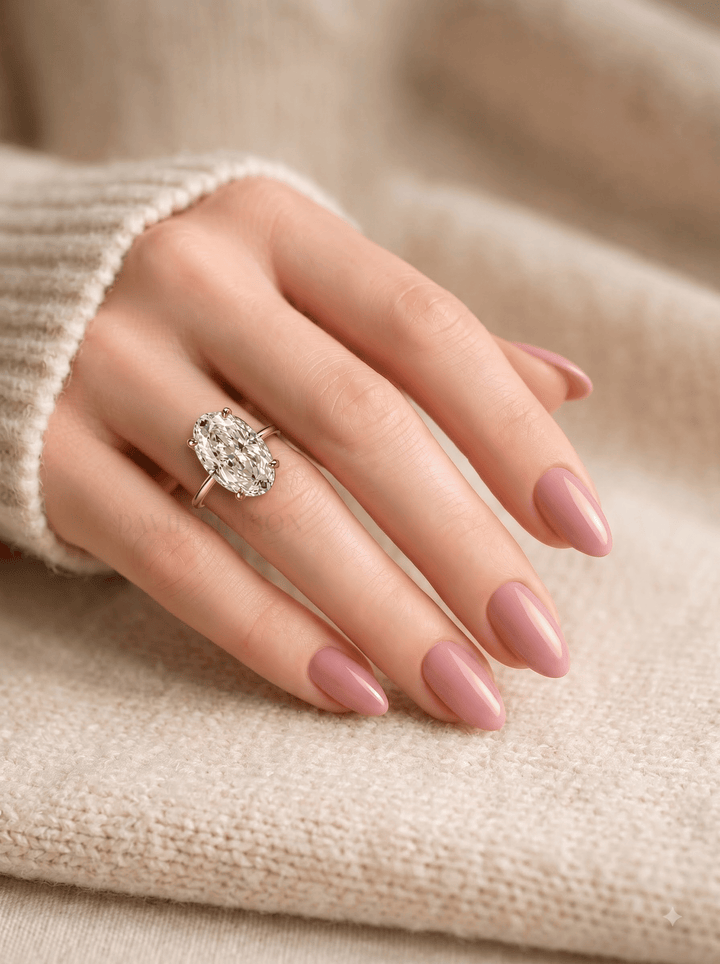 Hailey Bieber Engagement Ring – Oval Hidden Halo Diamond