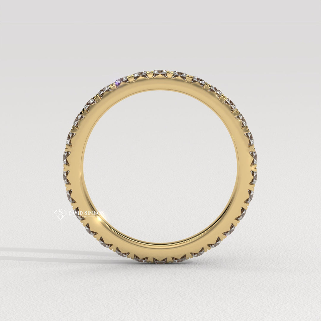  Channel-set diamond wedding band, Bezel-set diamond wedding band, Shared prong diamond wedding band, Half-eternity diamond wedding band, Full-eternity diamond wedding band, 
